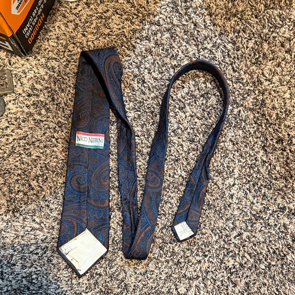 Nico Nerini Blue & Brown Paisley Silk Tie